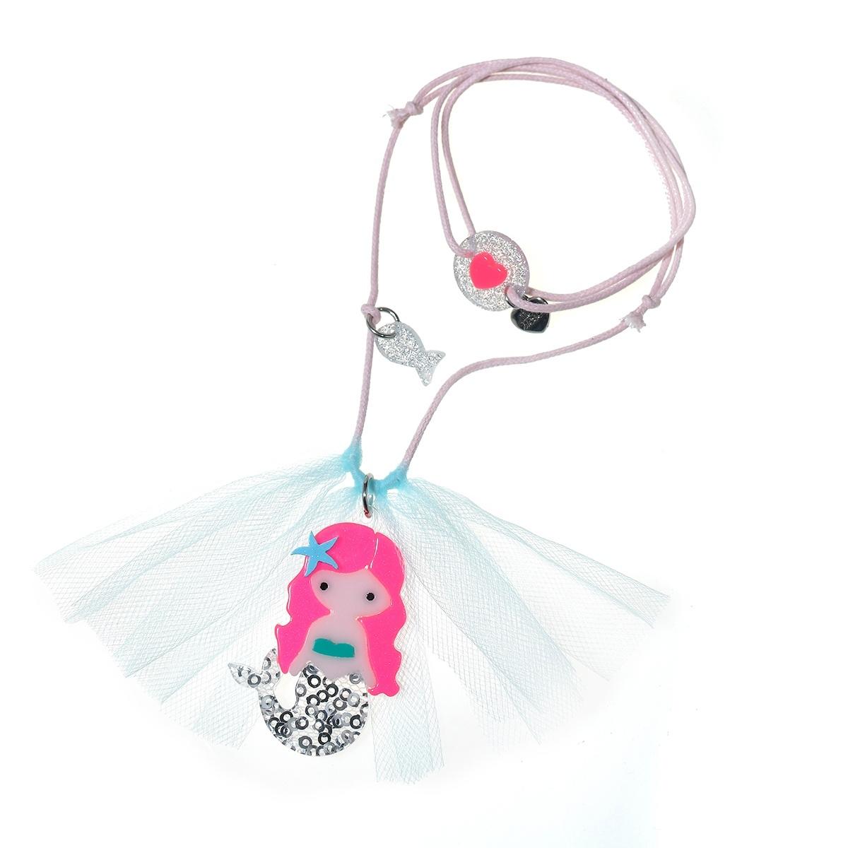 Lilies & Roses Mermaid Neon Pink Necklace