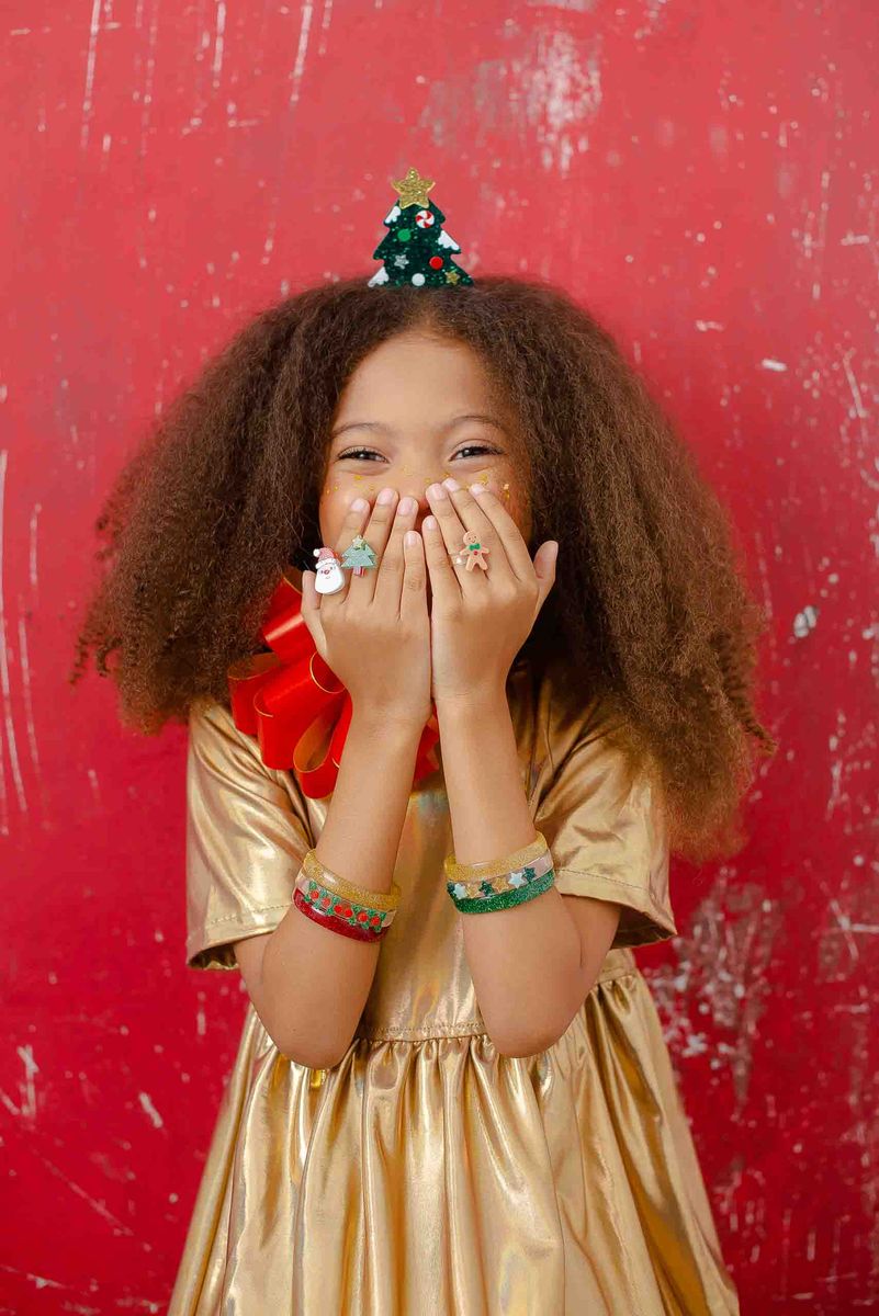 Lilies & Roses Christmas Tree Green Glitter Headband