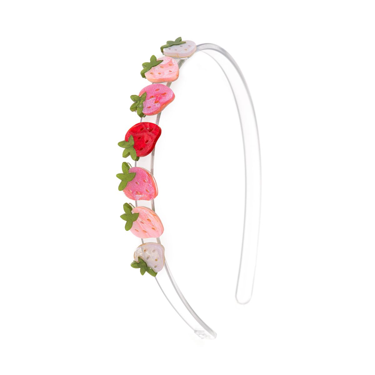 Headband with strawberry decorations on a white background