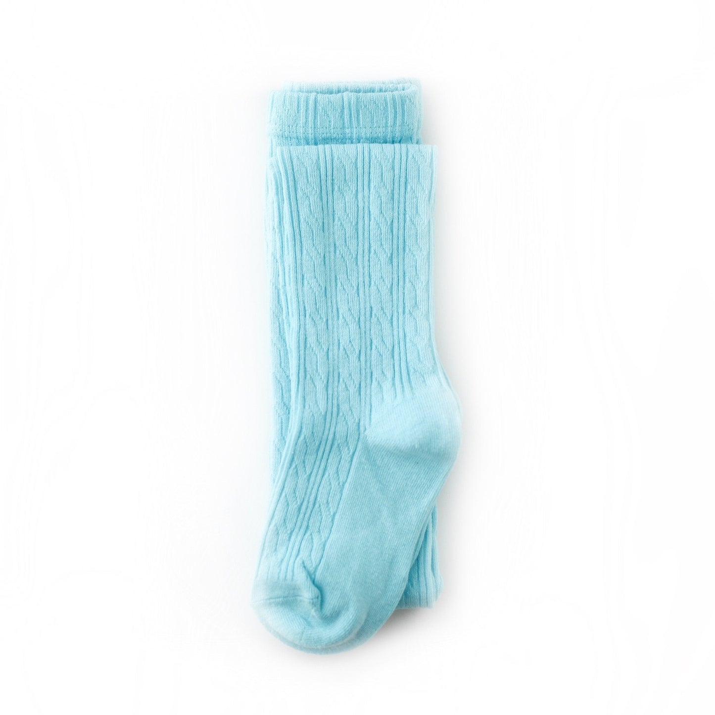 Aqua cable knit tights by little stocking co.