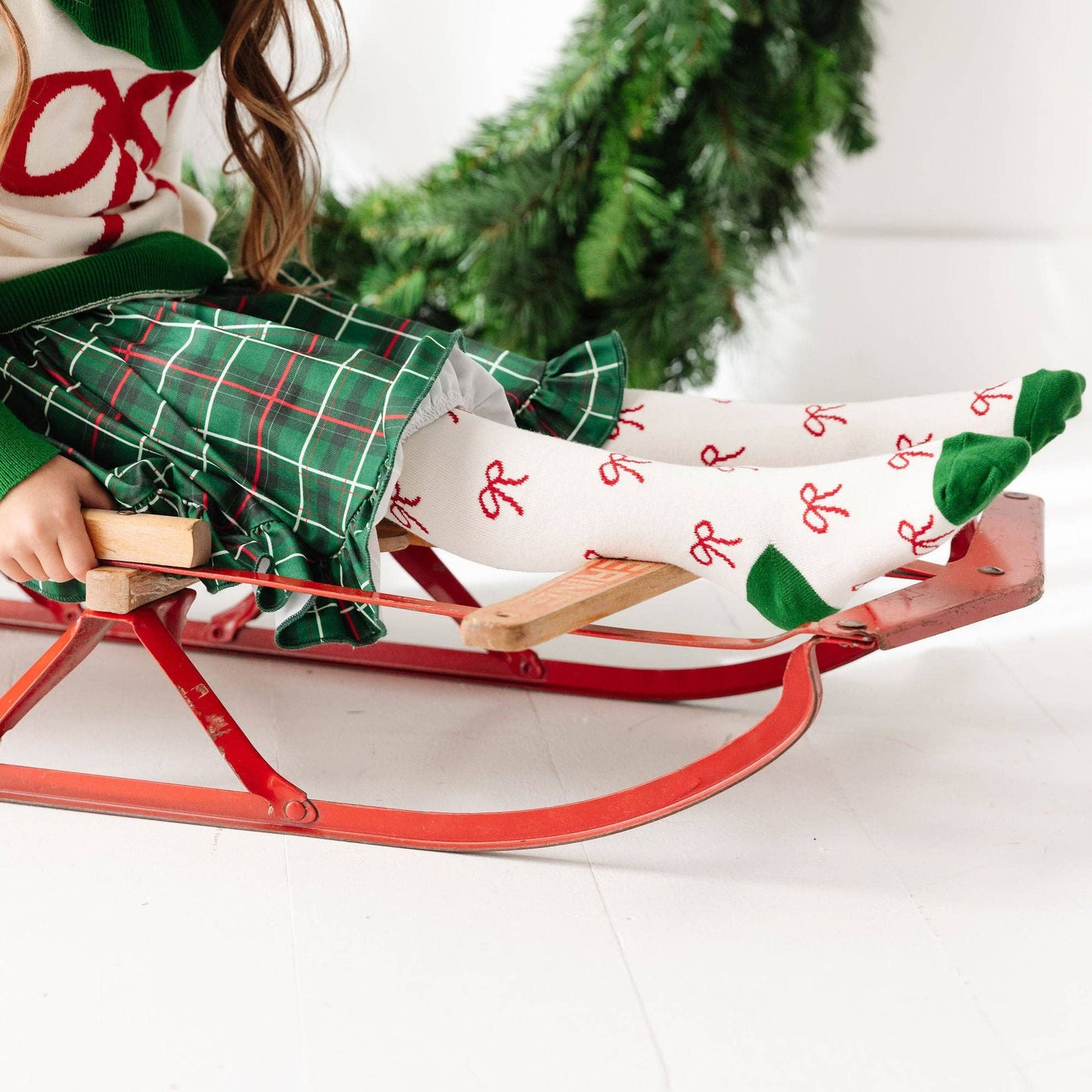 LIttle Stocking Co. Holiday Bow Knit Tights