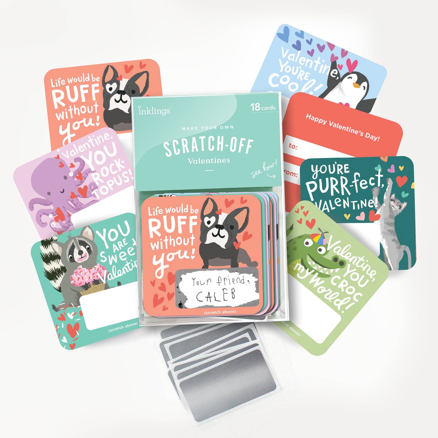 Inklings Paperie Scratch-off Valentine Cards - Animal Puns