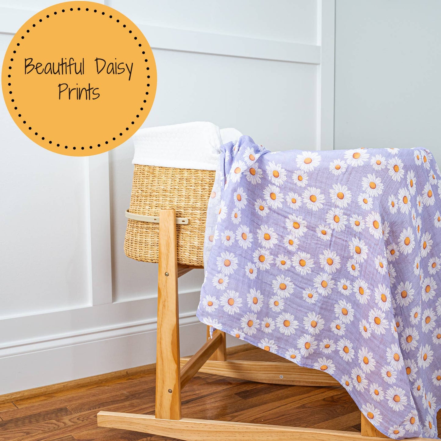 LollyBanks Beautiful Daisy Baby Swaddle Blanket