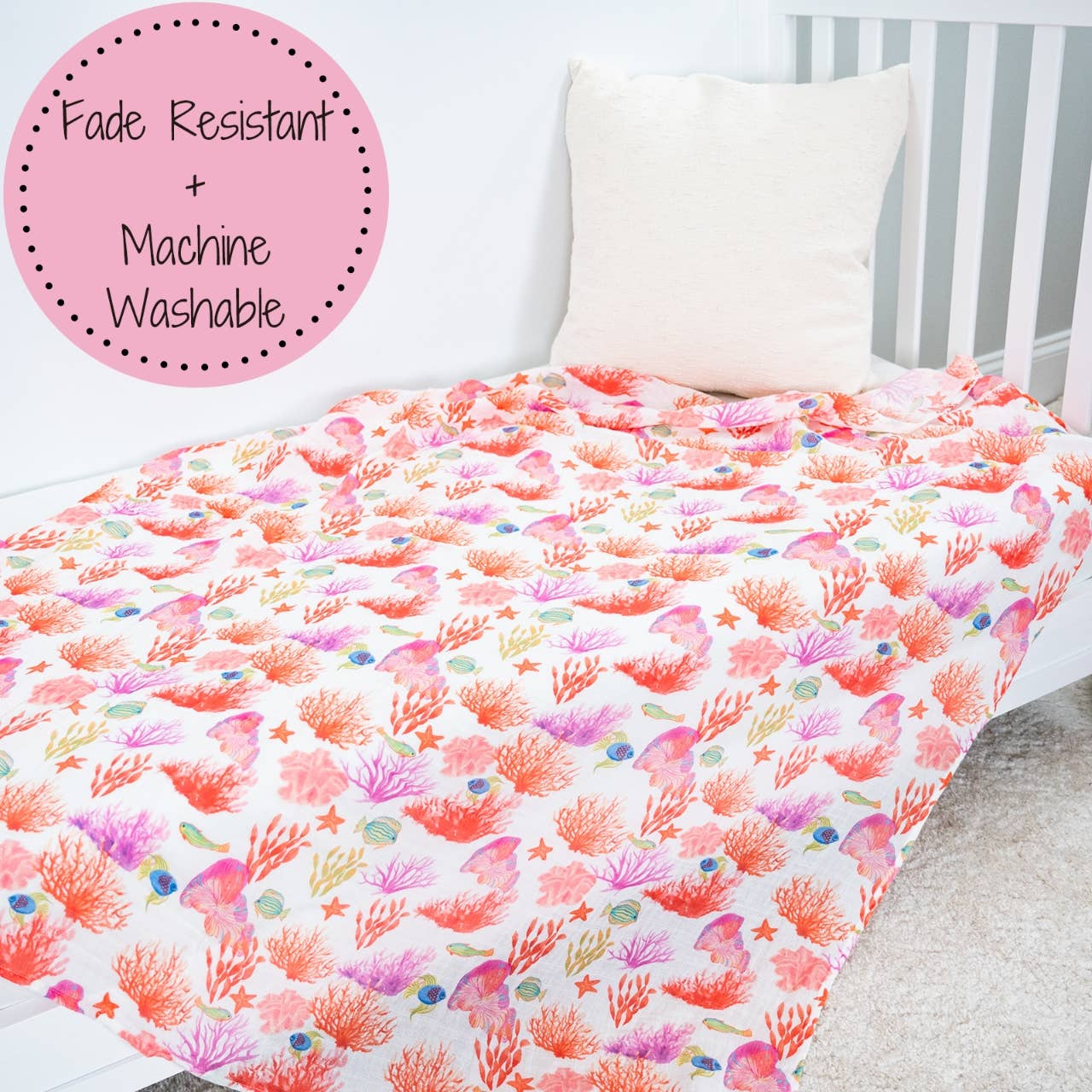 LollyBanks - Under The Sea Beautiful Coral Baby Swaddle Blanket