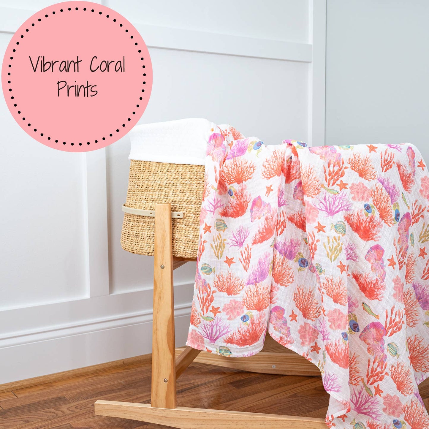 LollyBanks - Under The Sea Beautiful Coral Baby Swaddle Blanket