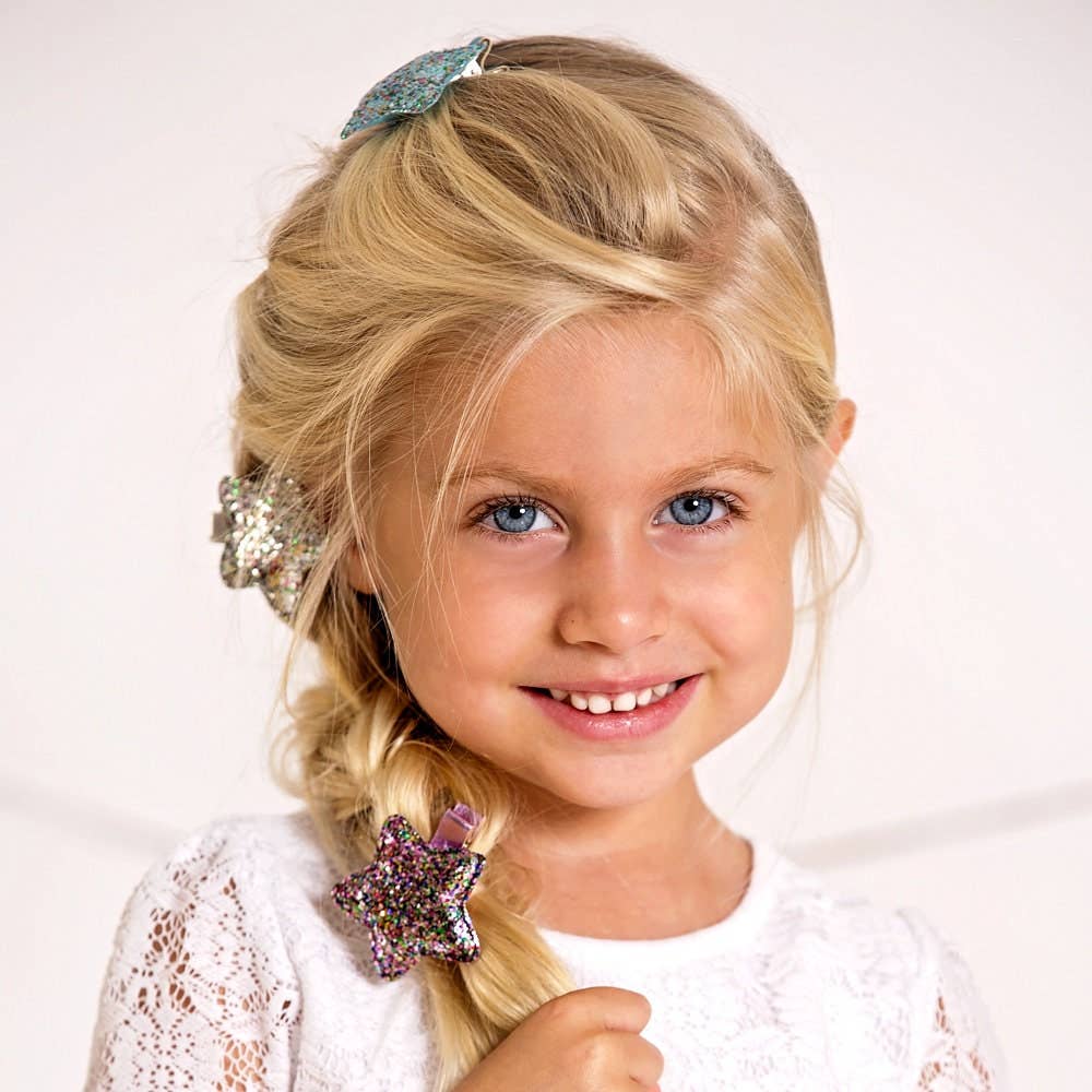 Peppercorn Kids - Glitter Star Hair Clip Set of 2 cards - Pink / Silv…