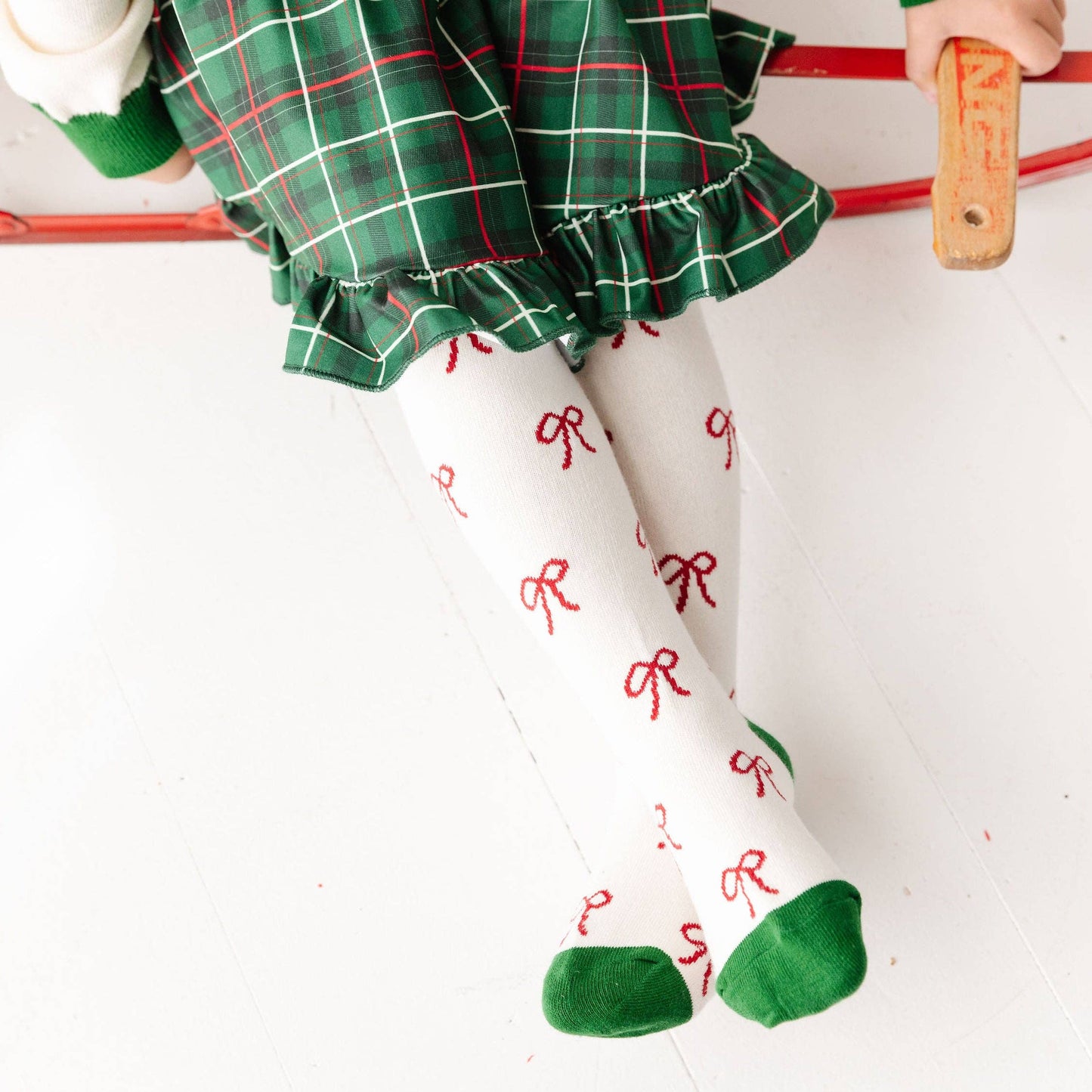 LIttle Stocking Co. Holiday Bow Knit Tights