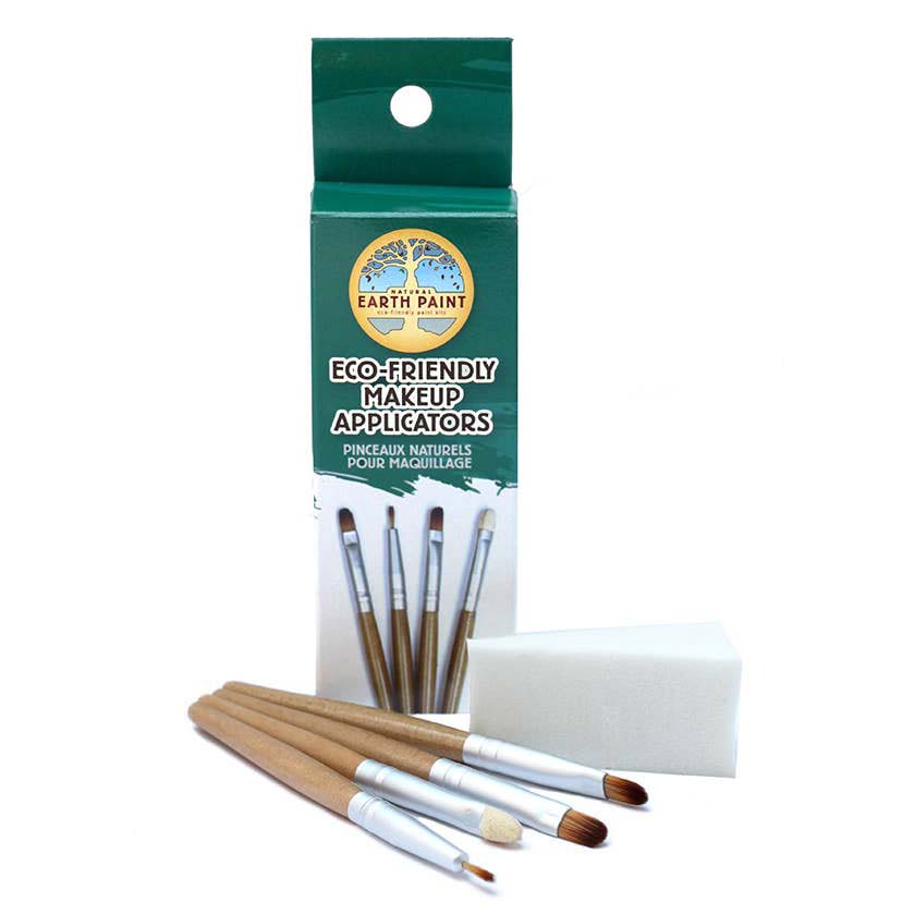 Pack of eco-friendly makeup applicators with Earth Paint branding on a white background