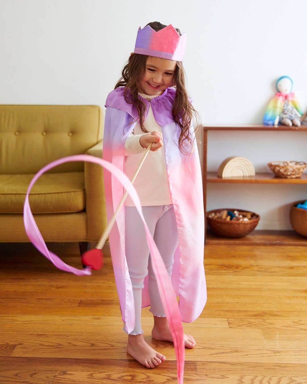 Sarah's Silks Silk & Wood Streamer- Pink & Purple