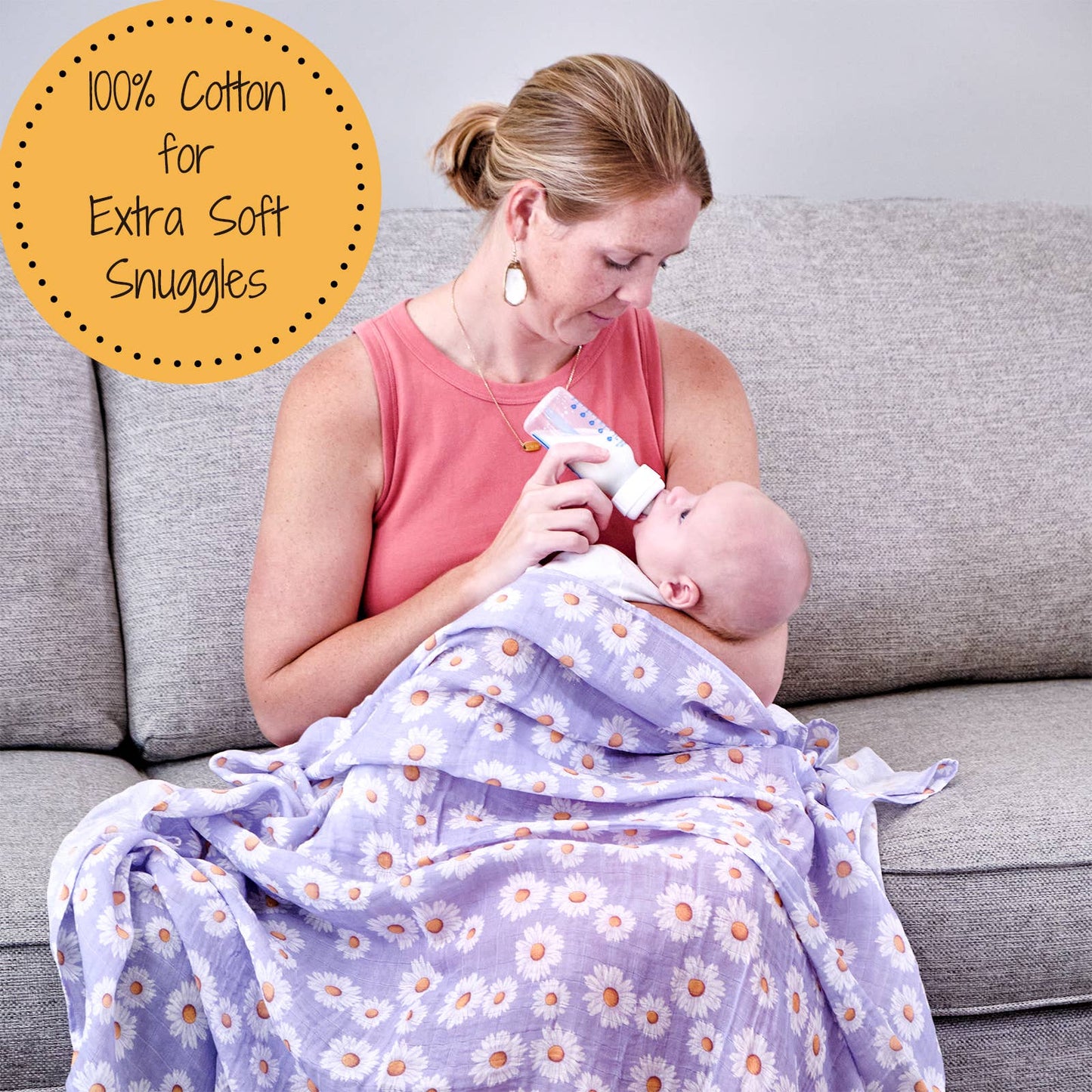 LollyBanks Beautiful Daisy Baby Swaddle Blanket