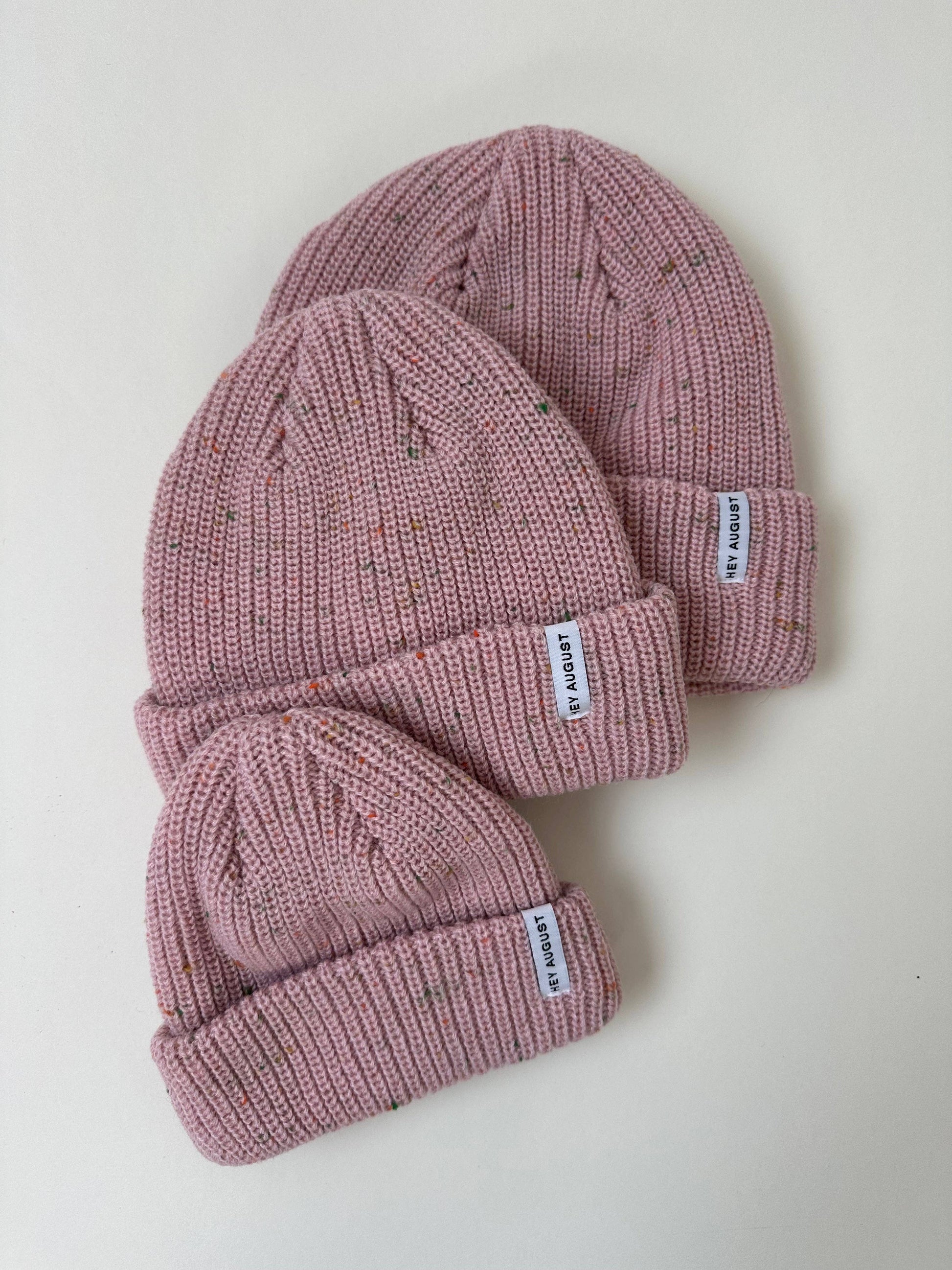 HEY AUGUST CO - Thick Knit beanie Pink Speck