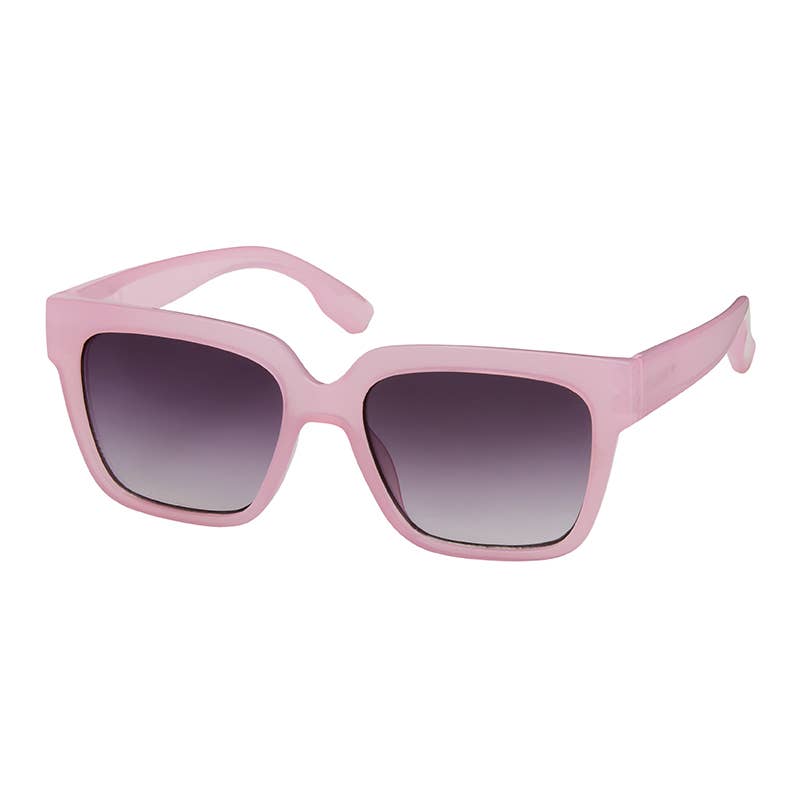 Pink sunglasses with gradient lenses on a white background