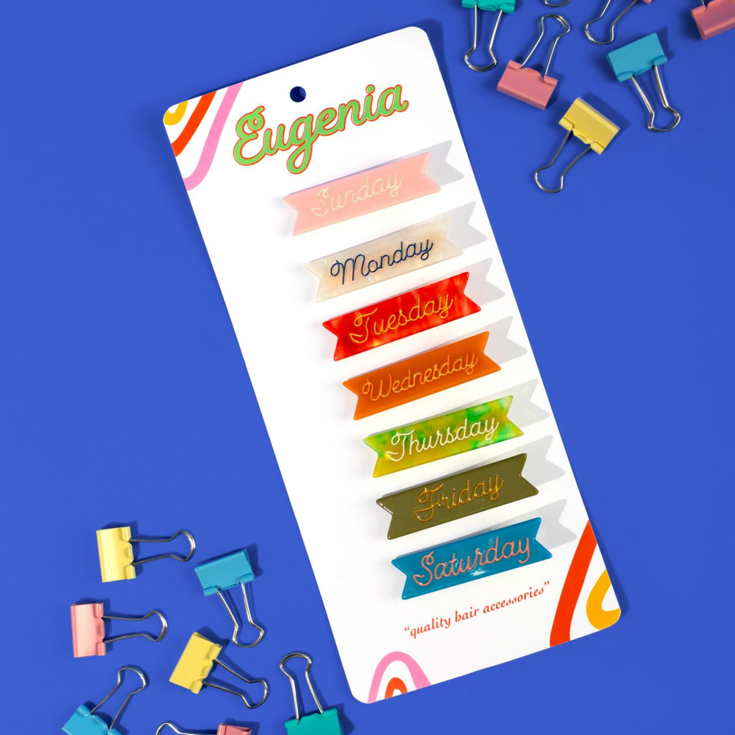 Eugenia - Days of the Week Hair Clips for Kids - Cute Fun Gifts