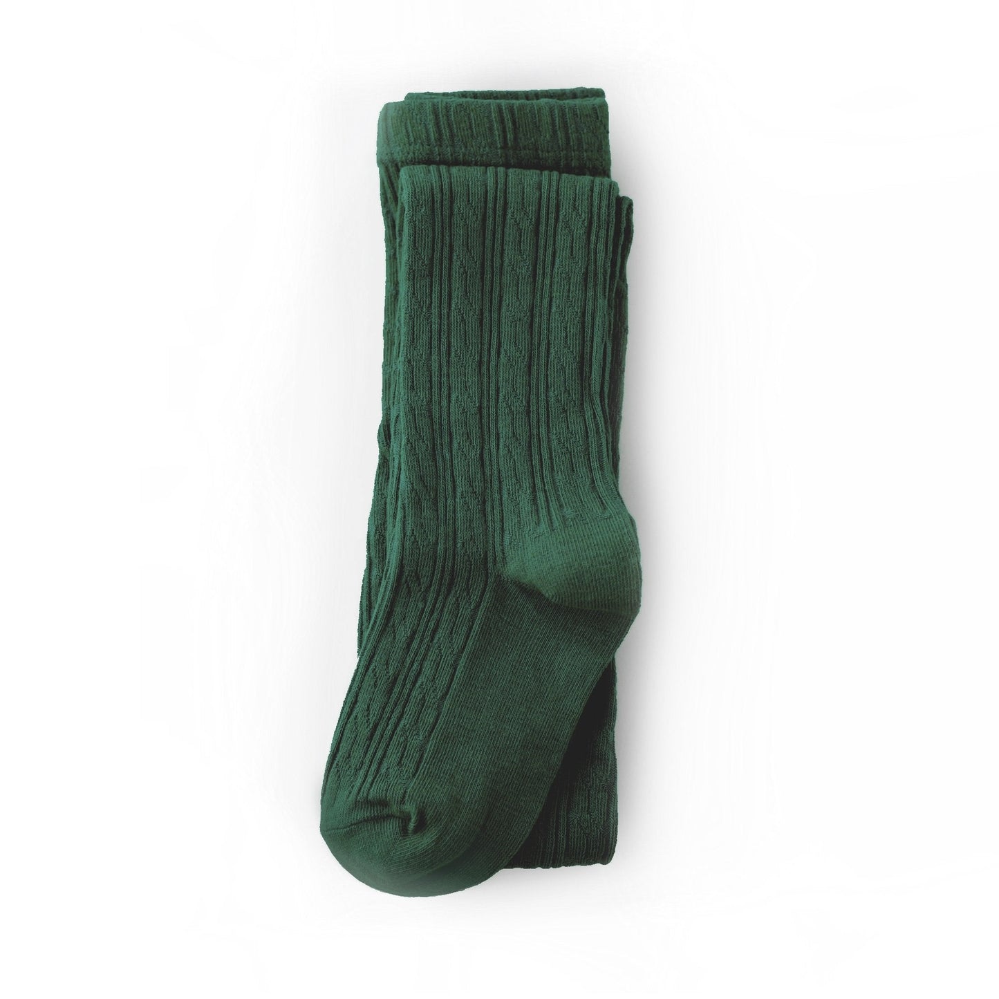 Forest green cable knit tights by little stocking co.