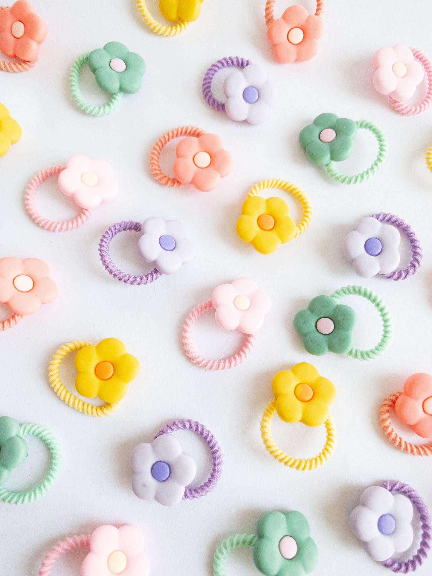 korean style flower hair ties - 10 pack
