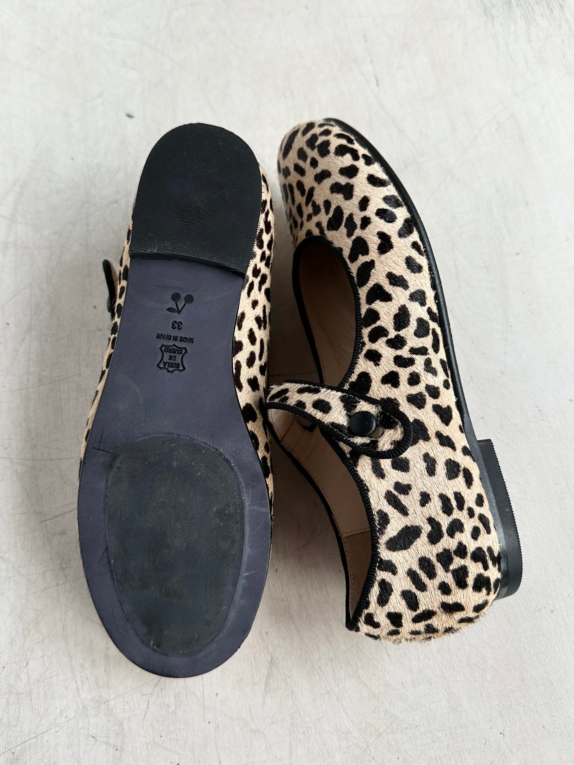 Bonpoint Leopard Print Ballerina Shoes / US 2