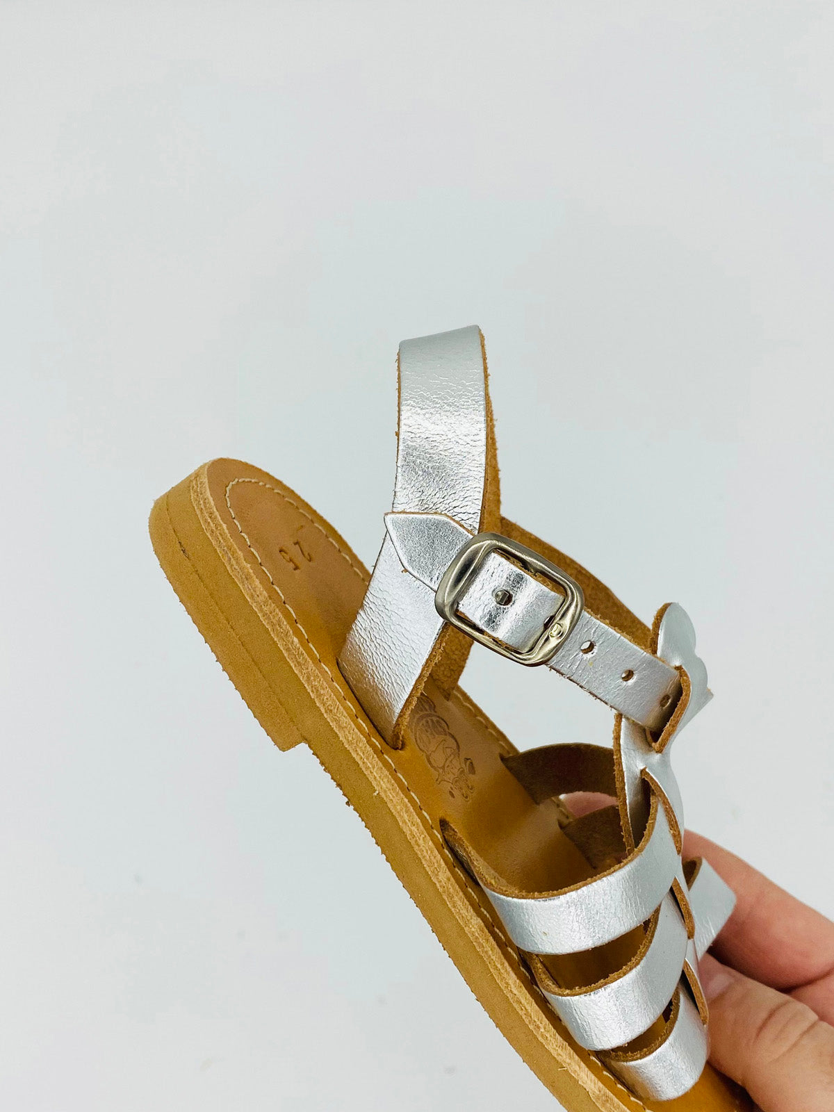 Leather Sandals - cream sparkle