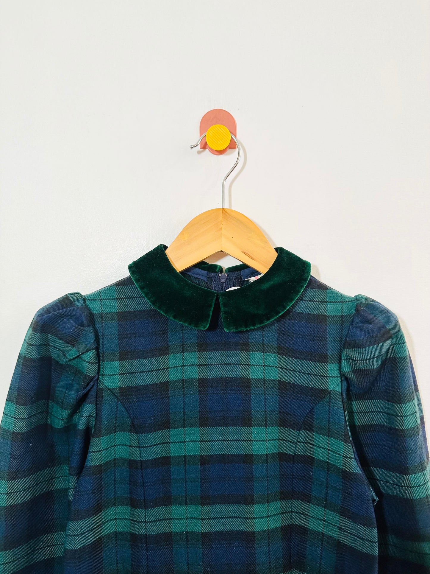 Vintage Plaid Pleat Dress / 7Y