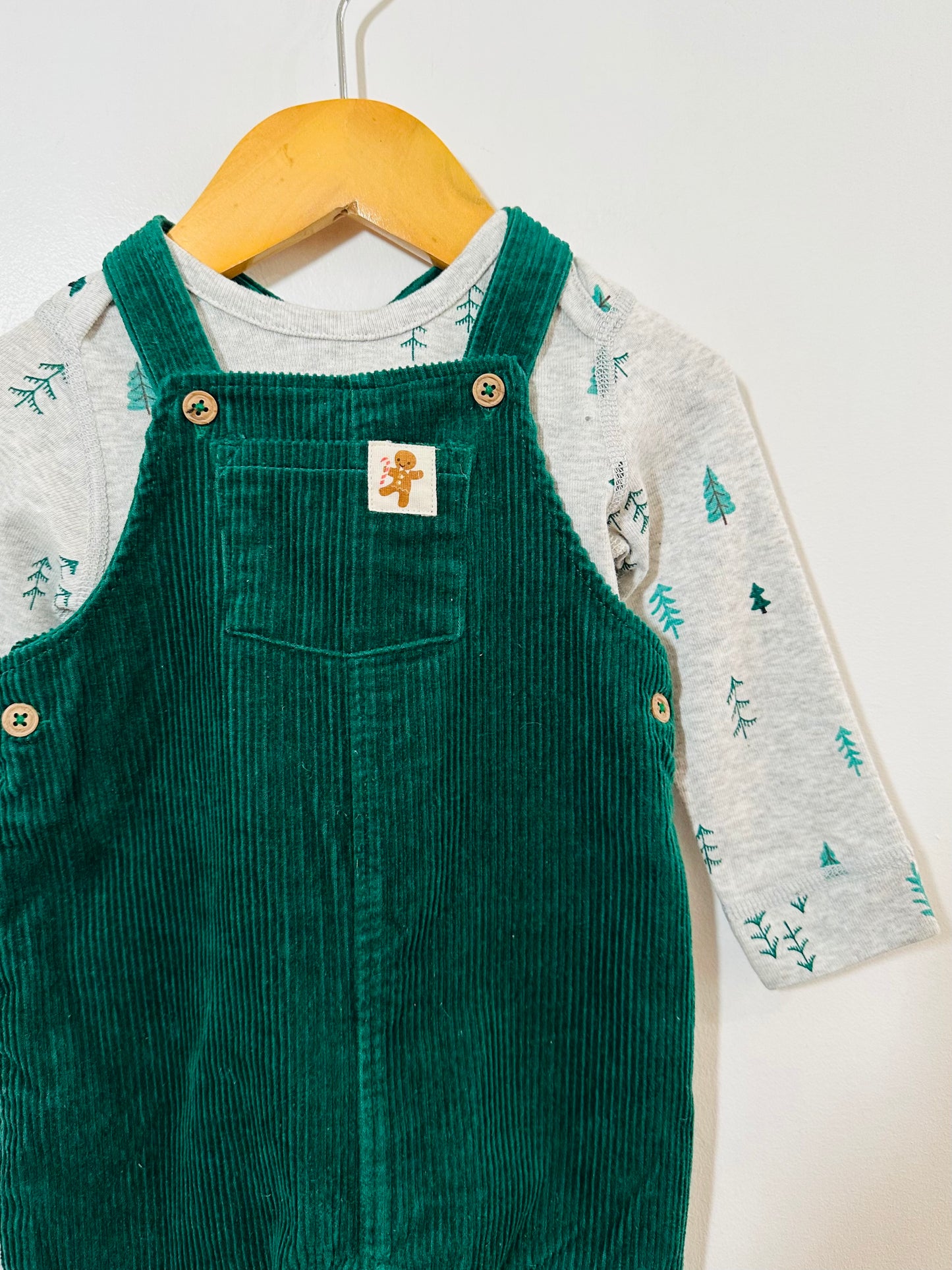 M&S Gingerbread Man Overalls Set / 12M