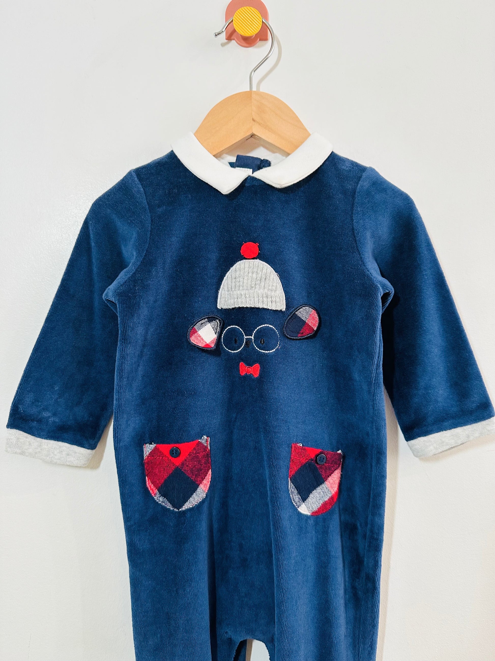 Mayoral Footed Velour Onesie / 6-9M