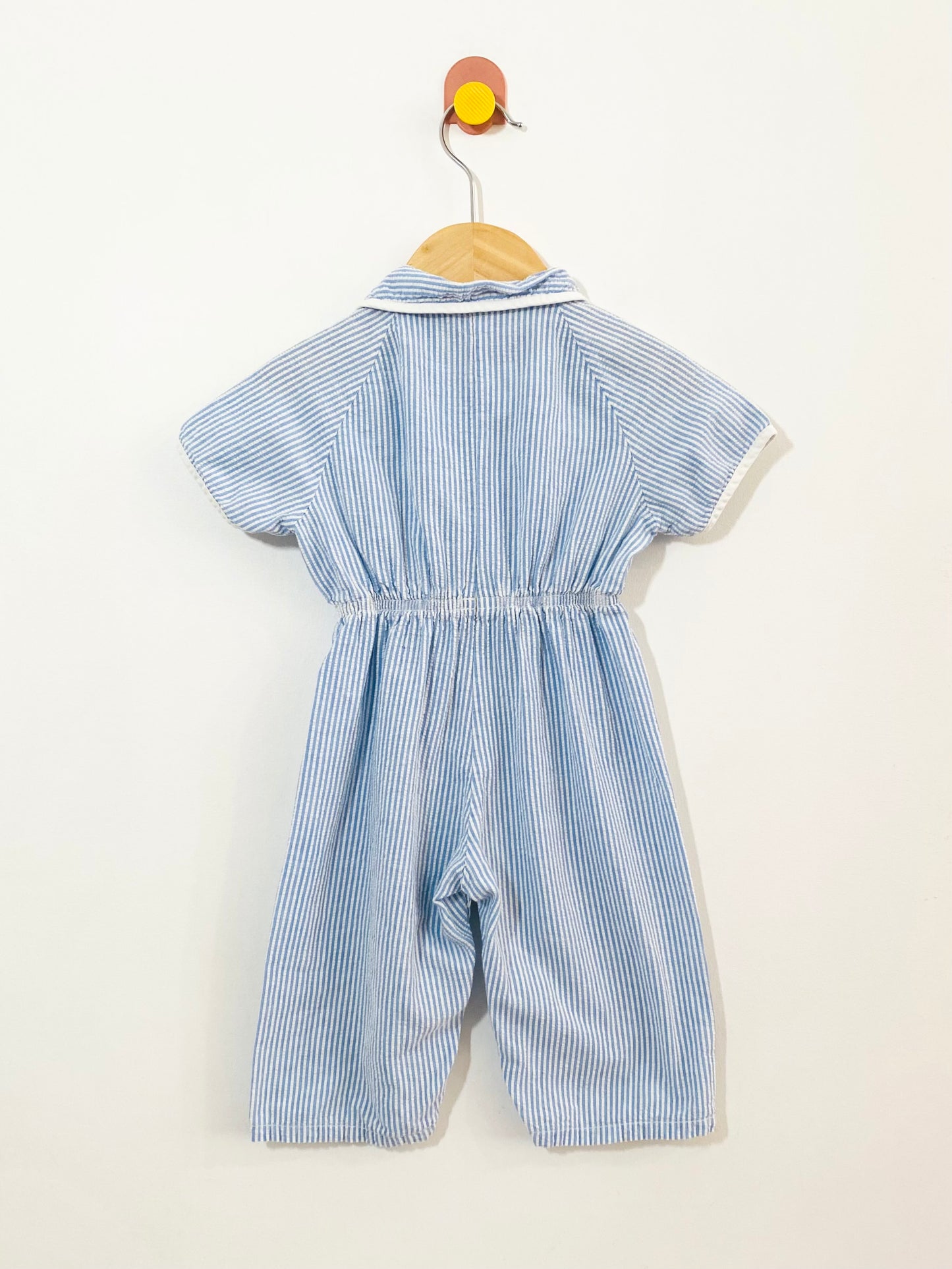 Vintage seersucker jumpsuit / 0-3M