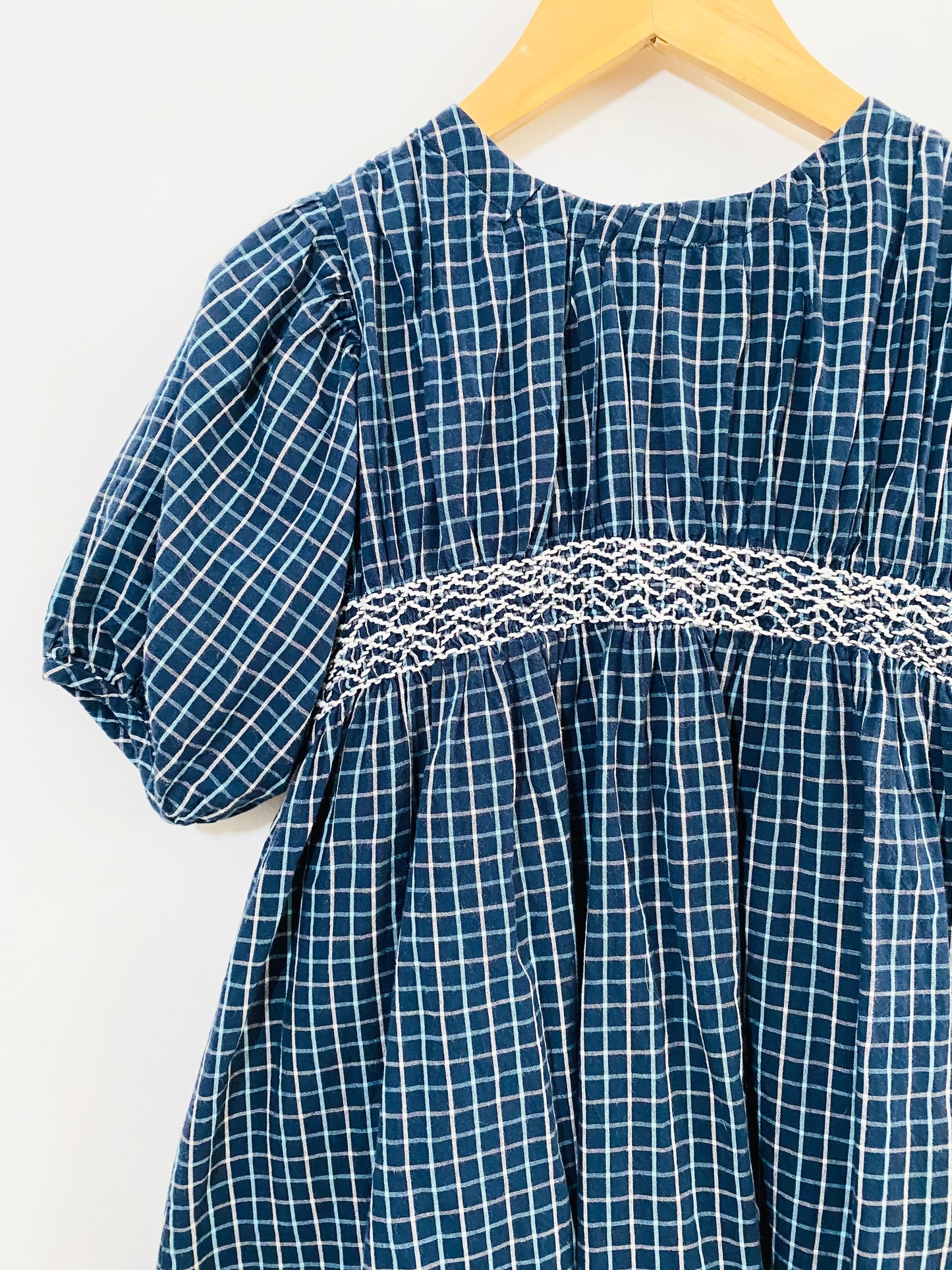 Pink Chicken Plaid Puff Sleeve Dress / 5Y