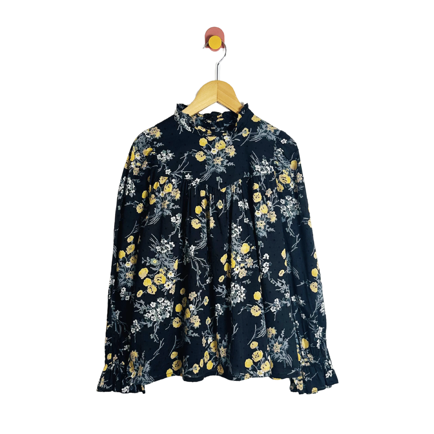 Bonpoint Floral Swiss Dot Blouse / 10Y