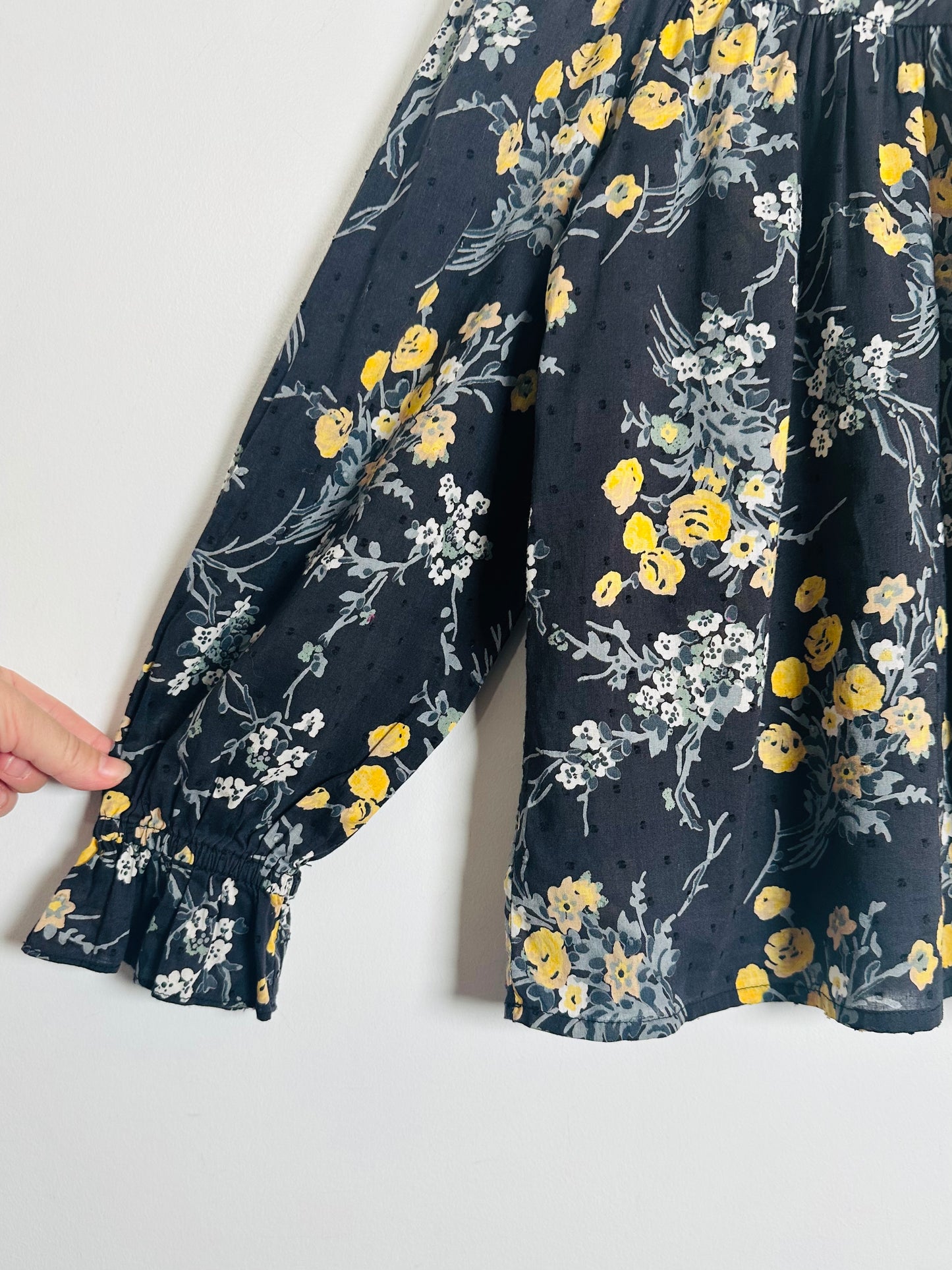 Bonpoint Floral Swiss Dot Blouse / 10Y