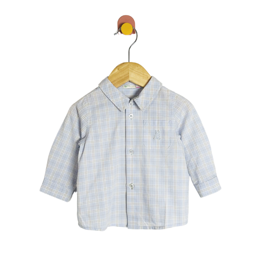 Benetton Baby Plaid Bunny Button-up / 6-9M