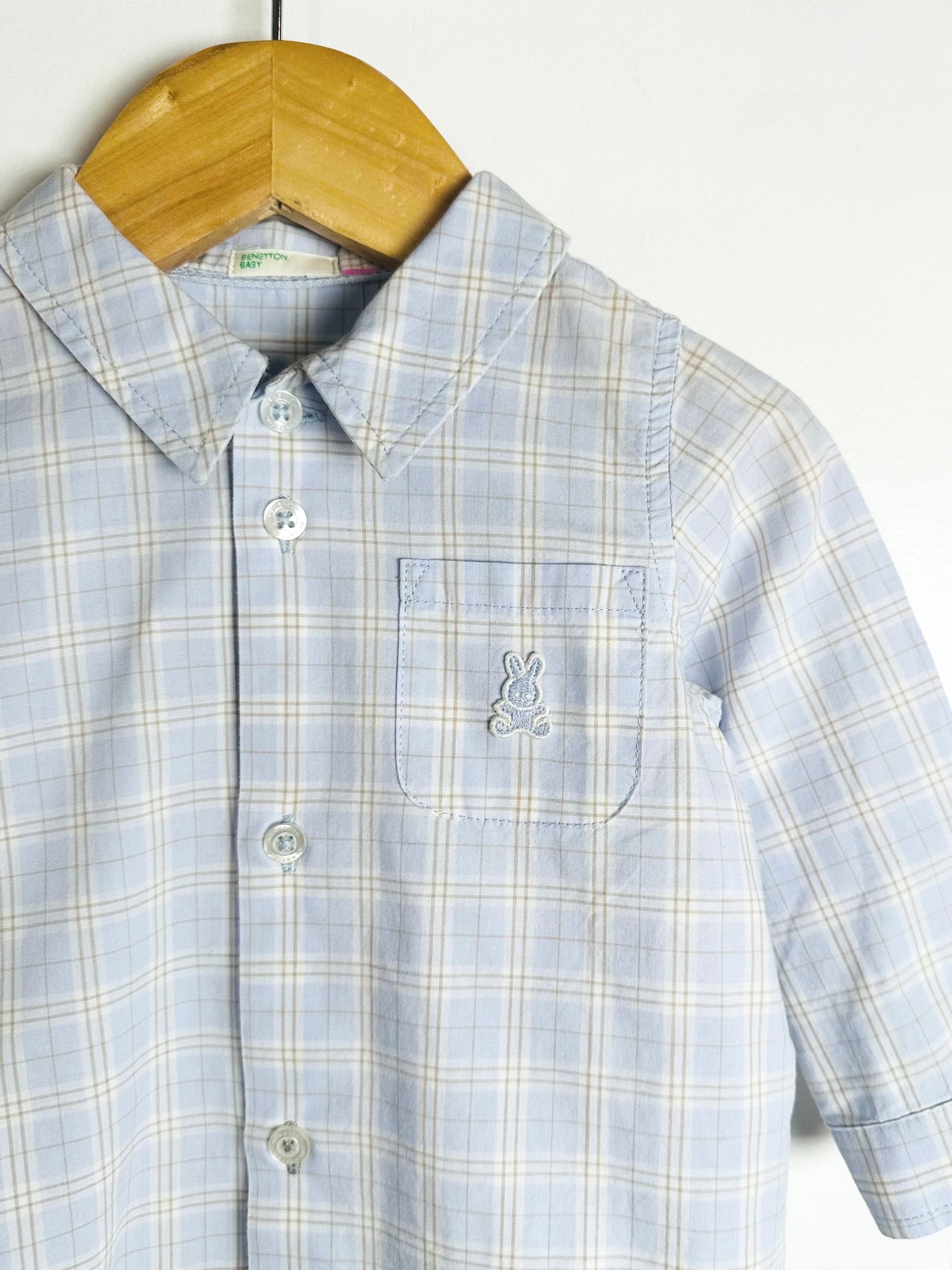 Benetton Baby Plaid Bunny Button-up / 6-9M