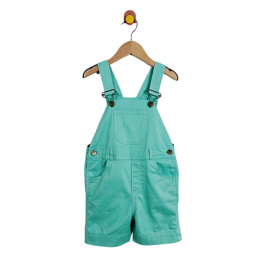 Dotty Dungarees Turquoise Shortalls / 3-4Y