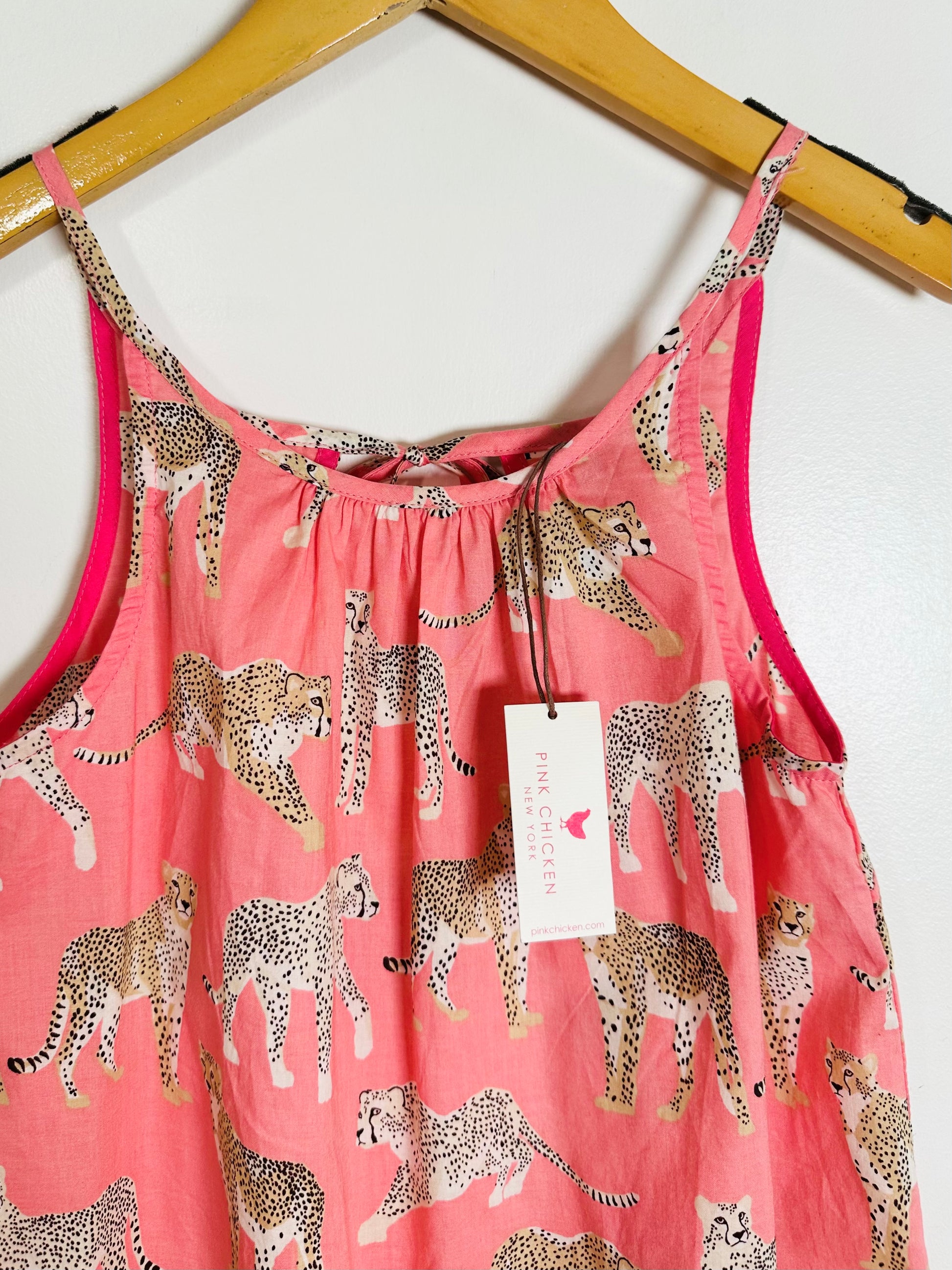 Pink Chicken Cheetah Dress / 12Y