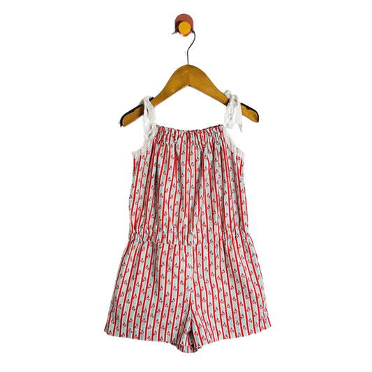Tate & Adele Rose Stripe Romper / 4Y