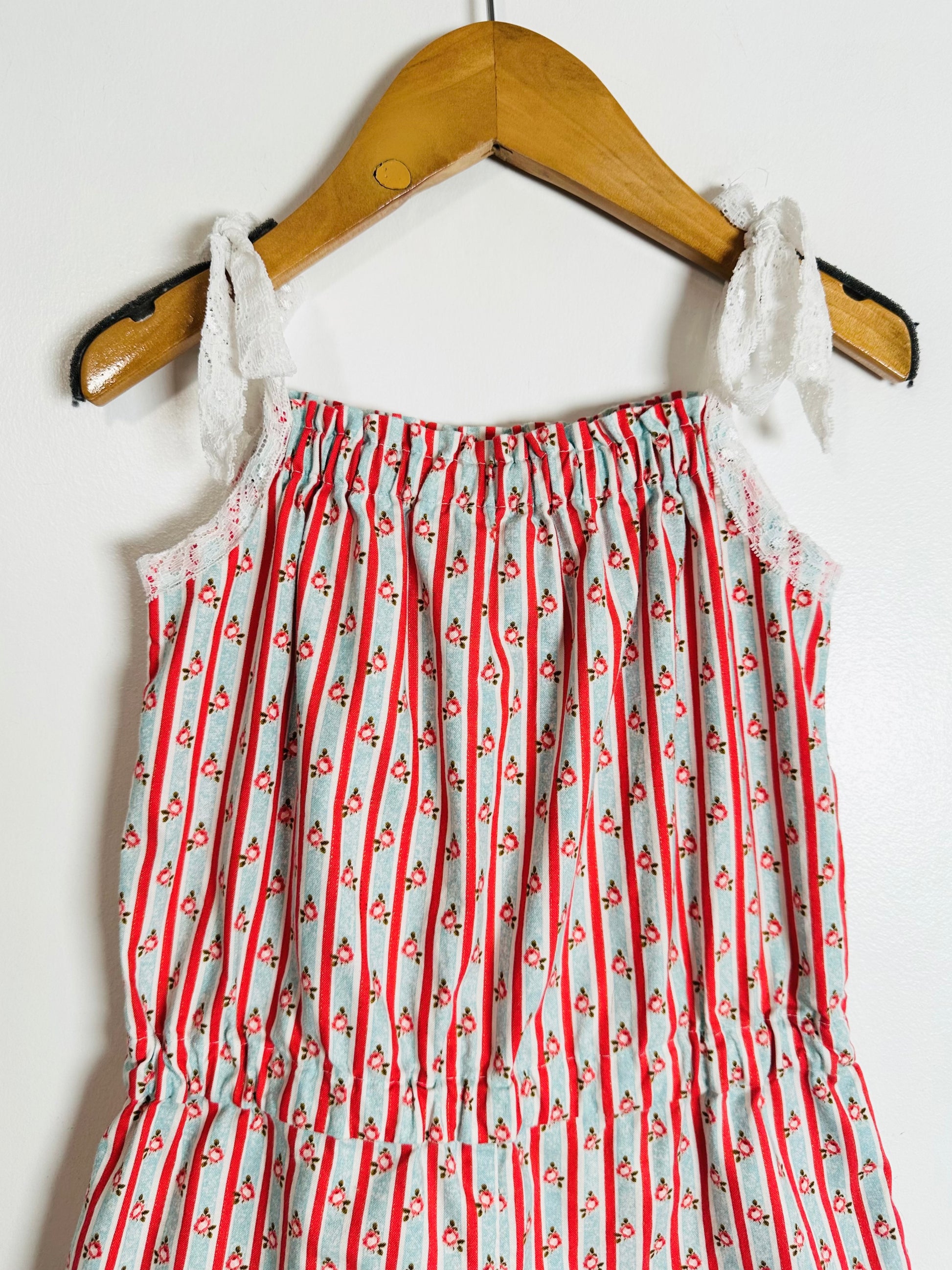 Tate & Adele Rose Stripe Romper / 4Y