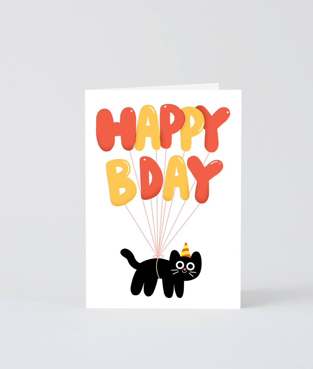 Wrap - 'Happy Bday Cat Balloons' Greetings Card