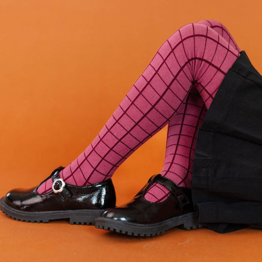 Little Stocking Co. Mulberry Grid Knit Tights