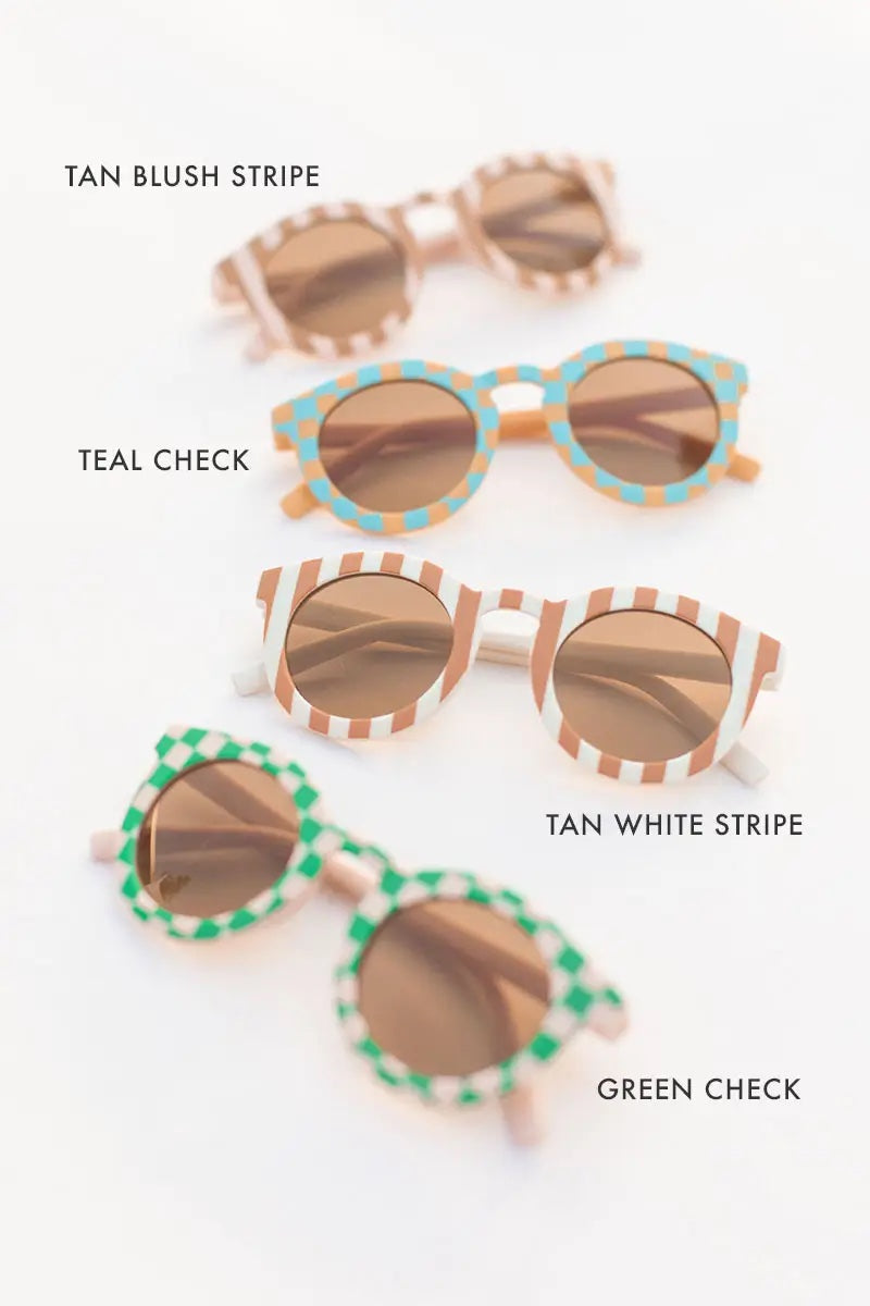 stripe/check print kids sunglasses