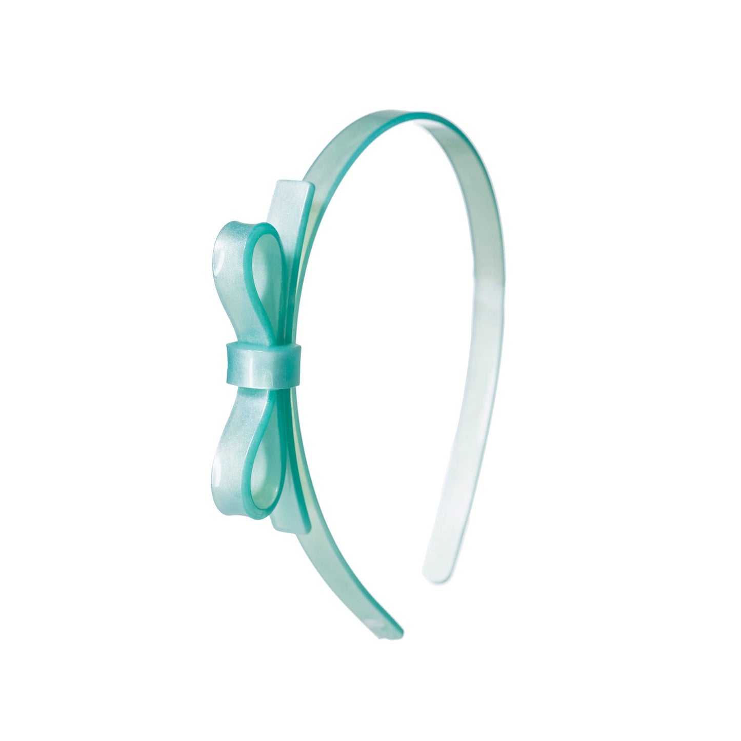 Lilies & Roses Thin Bow Mint Satin Headband