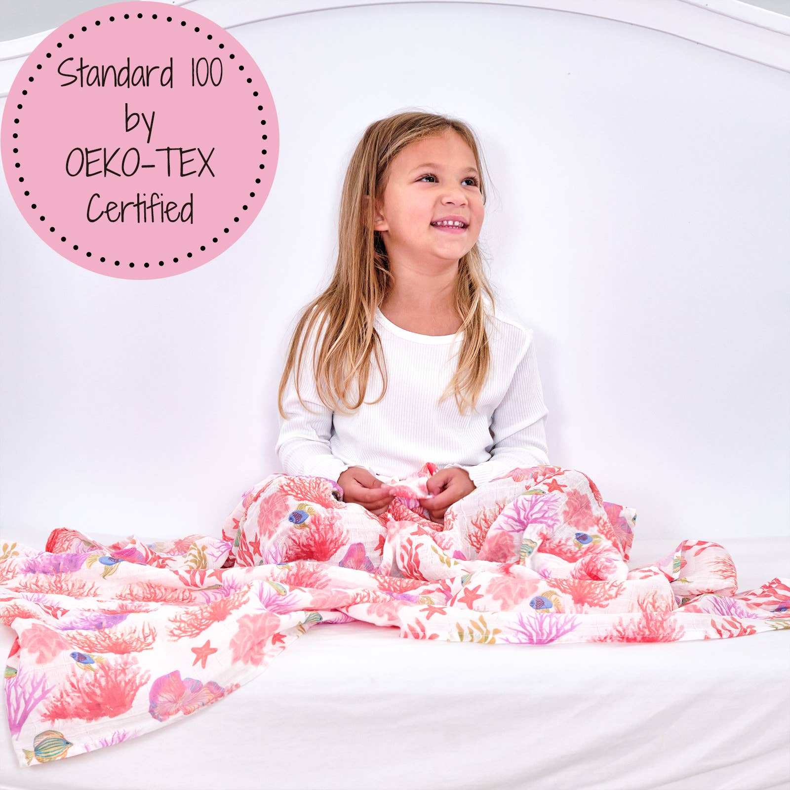 LollyBanks - Under The Sea Beautiful Coral Baby Swaddle Blanket