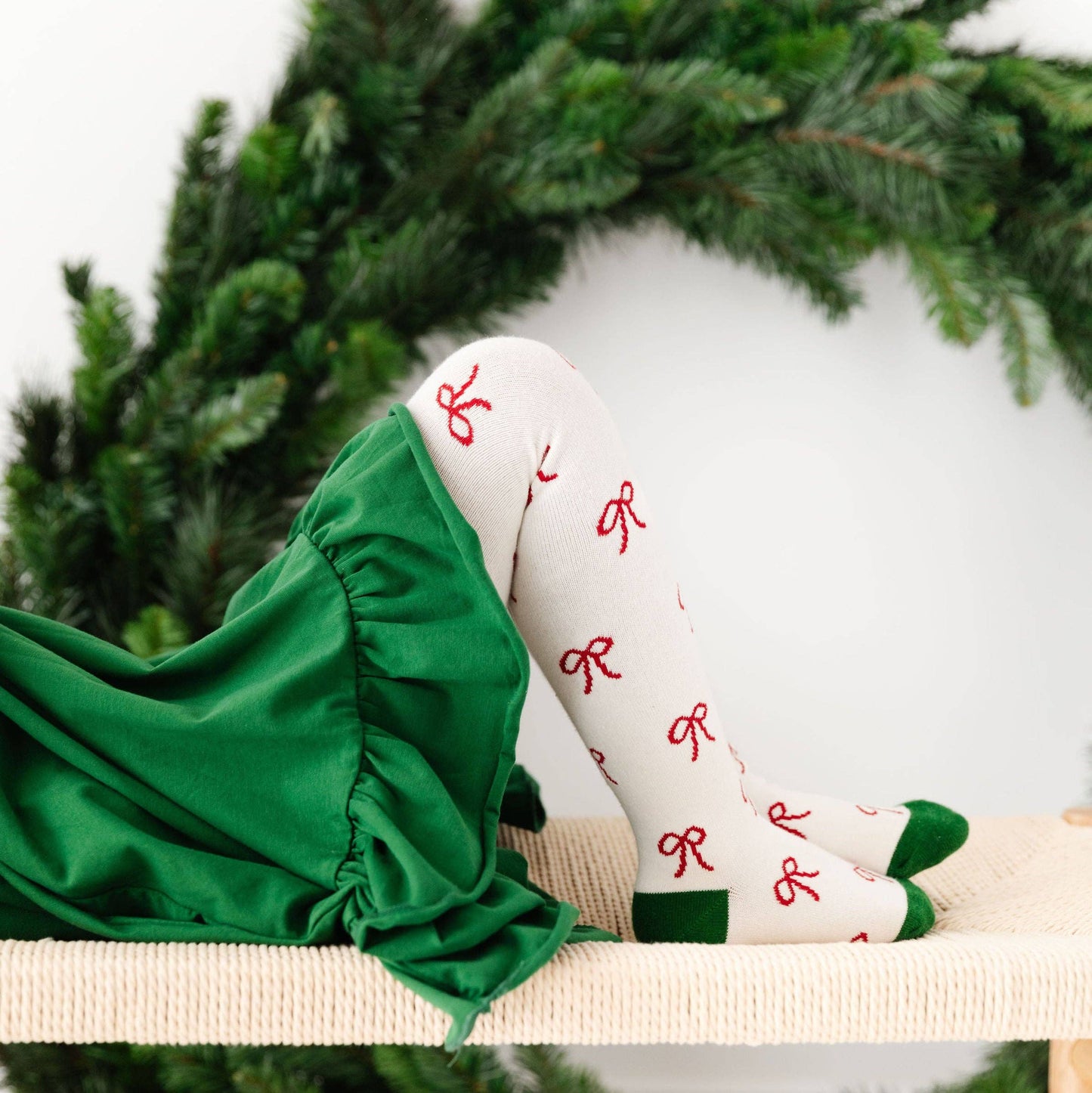 LIttle Stocking Co. Holiday Bow Knit Tights