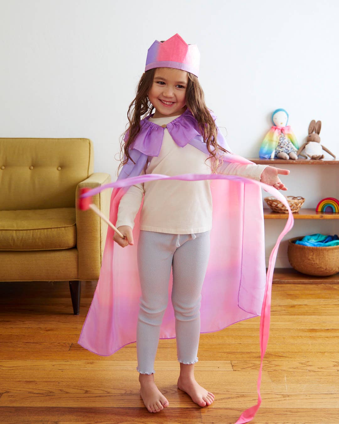 Sarah's Silks Silk & Wood Streamer- Pink & Purple