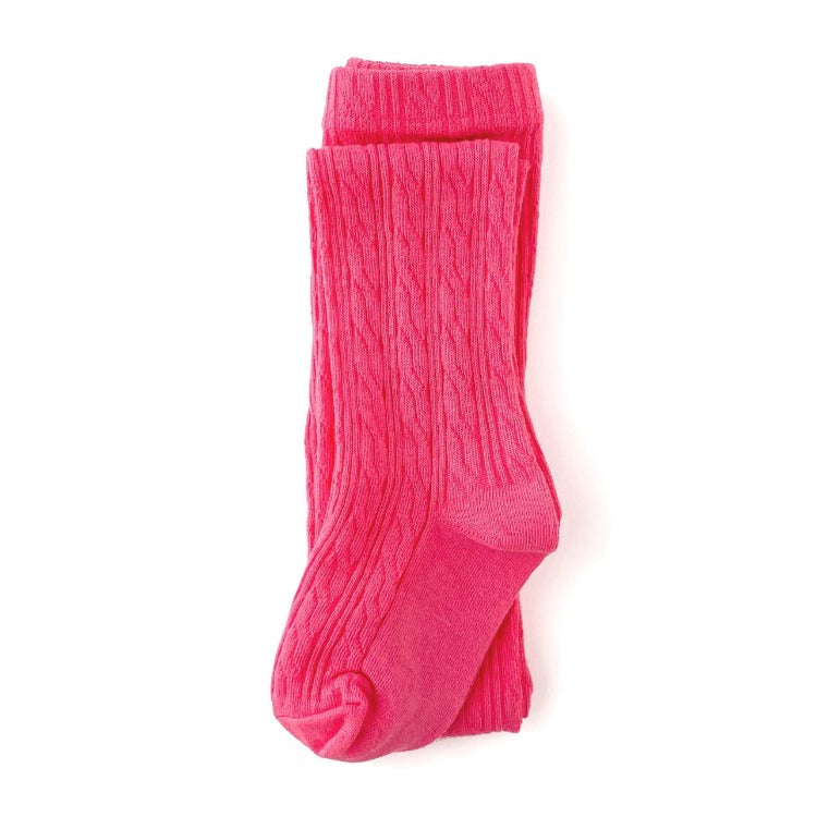 hot pink cable knit tights by little stocking co.