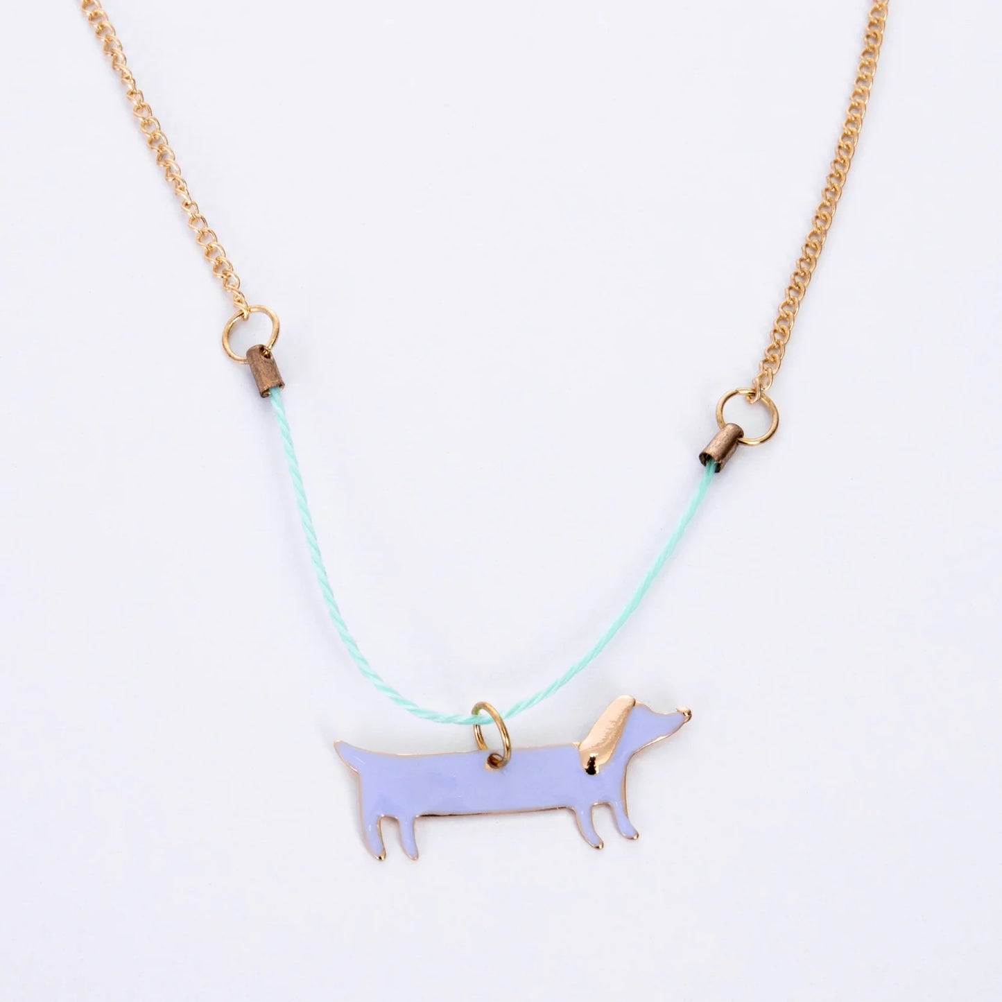 enamel sausage dog necklace