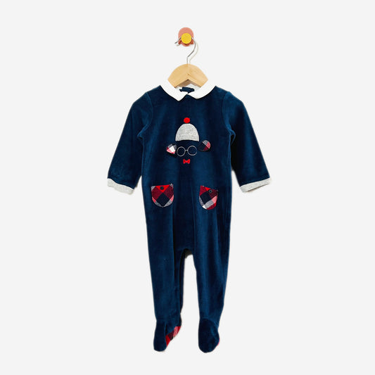 Mayoral Footed Velour Onesie / 6-9M