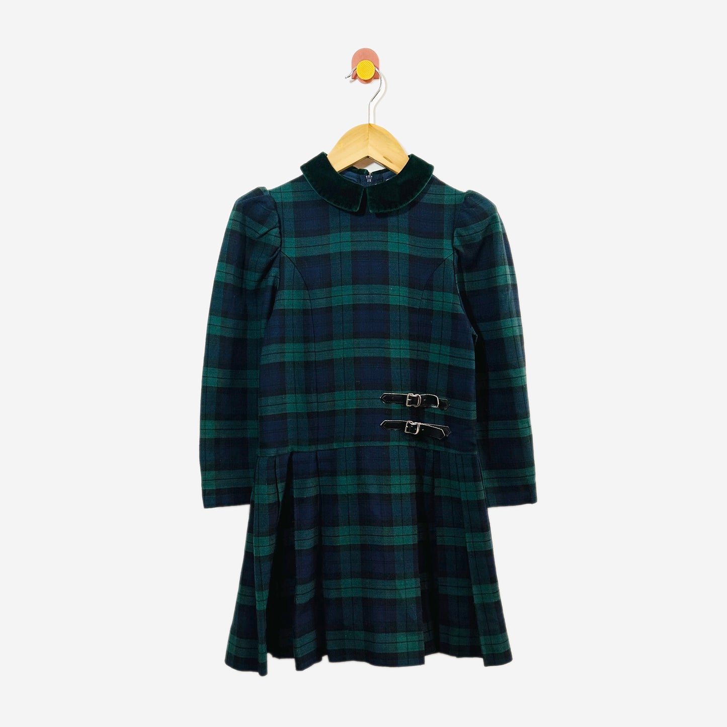 Vintage Plaid Pleat Dress / 7Y
