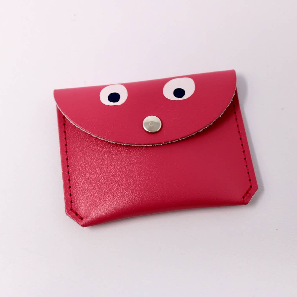 googly eye mini money purse - hot pink