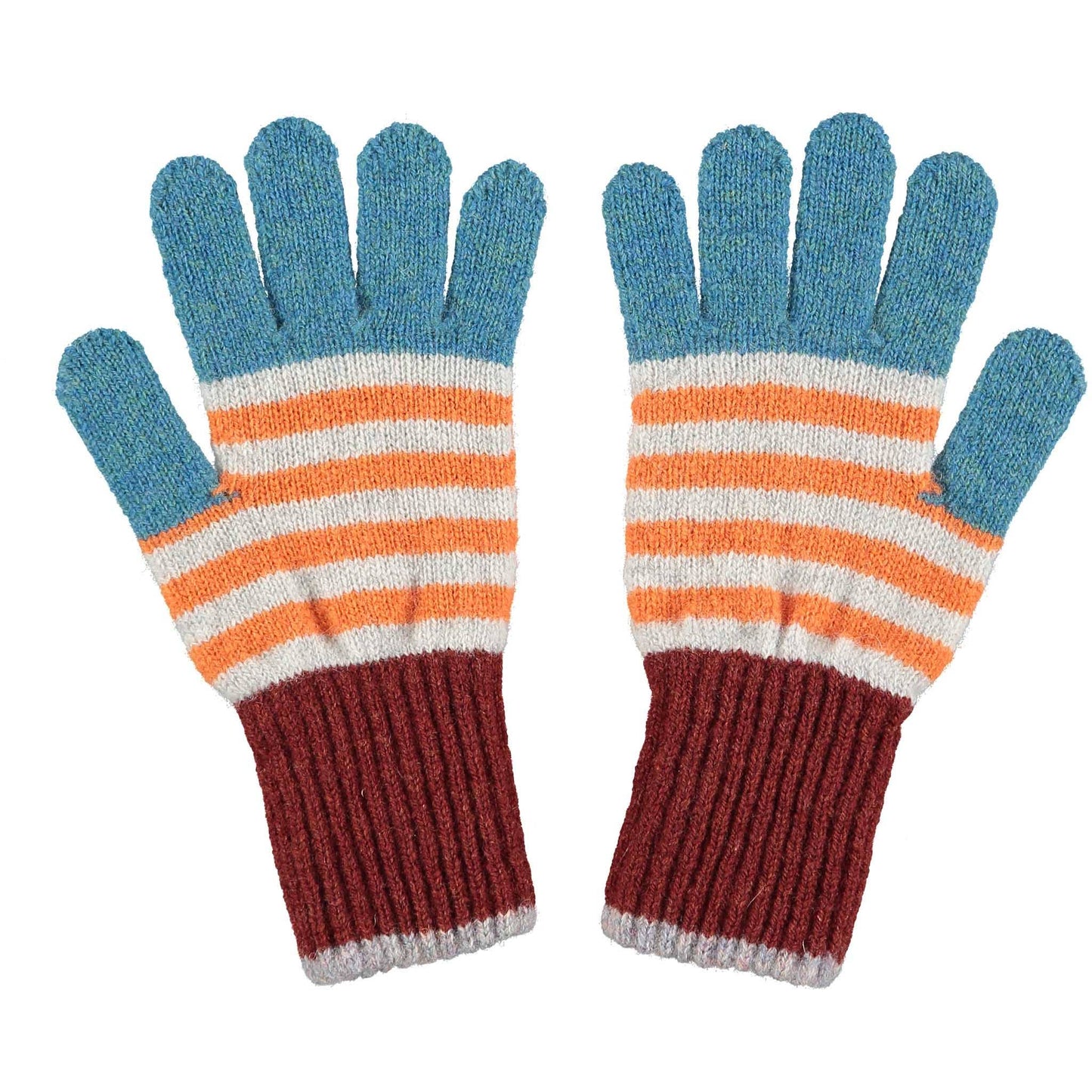 lambswool gloves - sea green & sienna