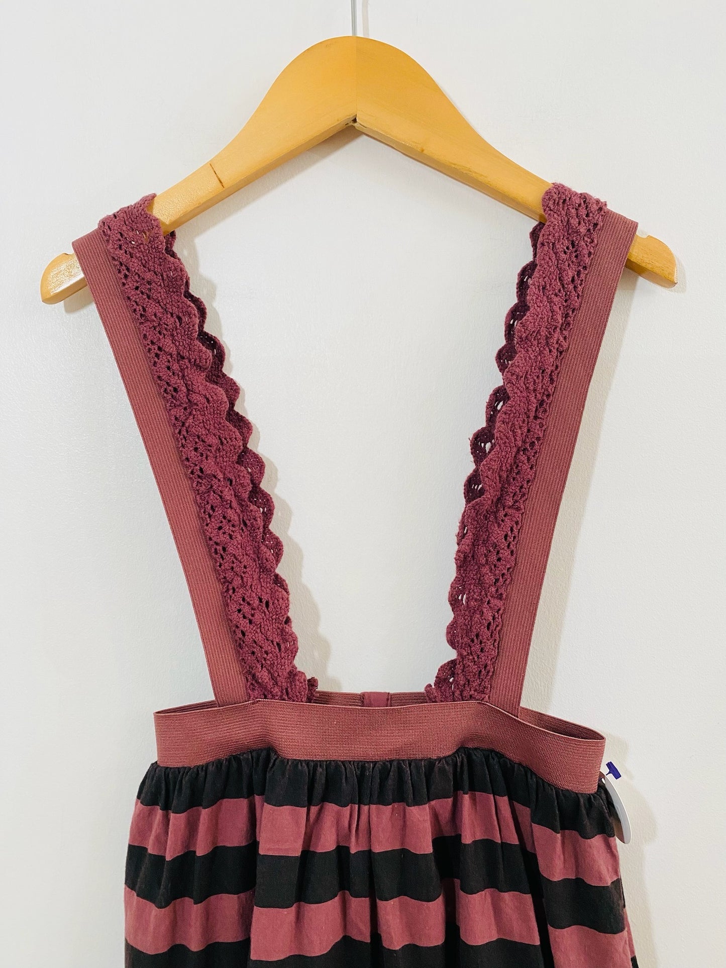 stripe suspender skirt / 4Y