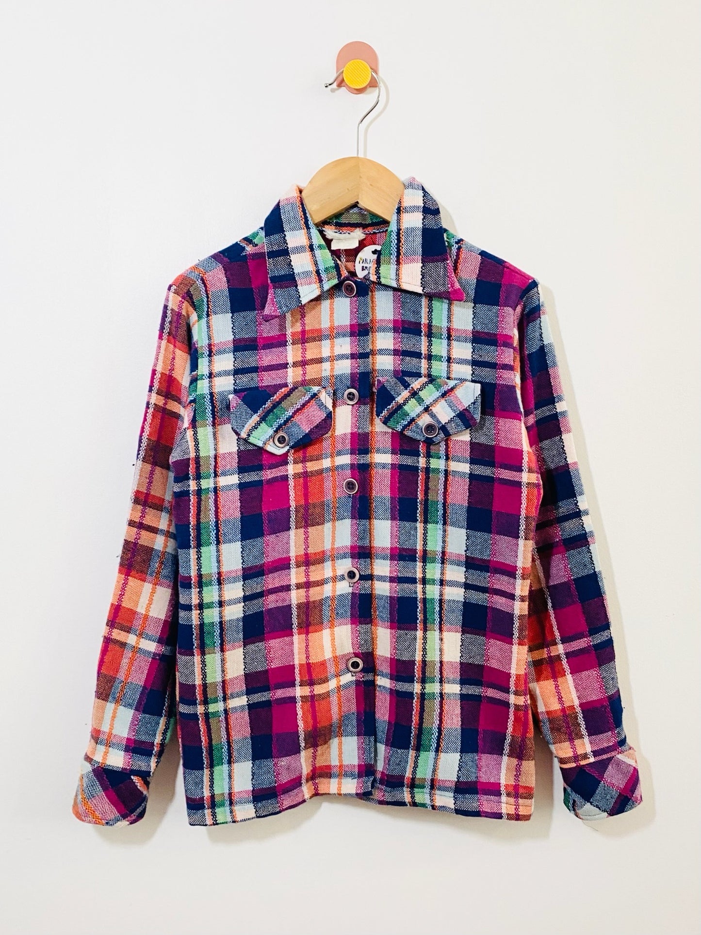 vintage c1970 plaid button-up shirt / 8y