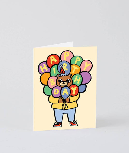 'Happy Birthday Bear and Balloons' Kids Greetings Card